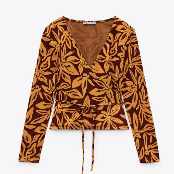 ZARA JACQUARD WRAP JACKET - Picture 4 of 5